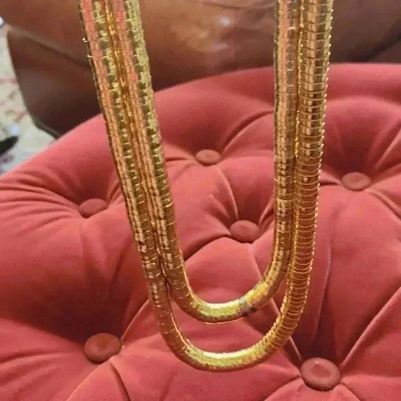 Vintage Tribal Stacked Cupped Snake Coil Necklace Goldtone - Picture 9 of 16